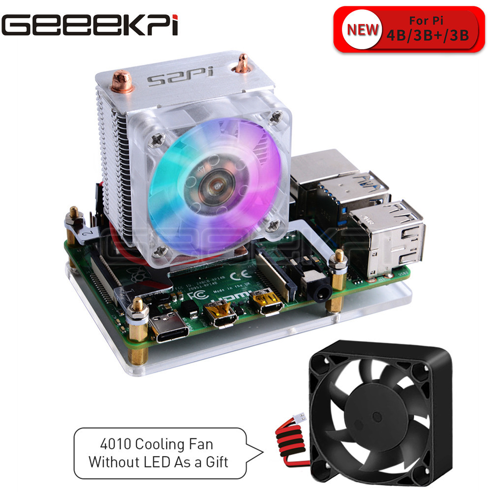 Pi 5 Case - GeeekPi Clear Black Ice Tower ventola