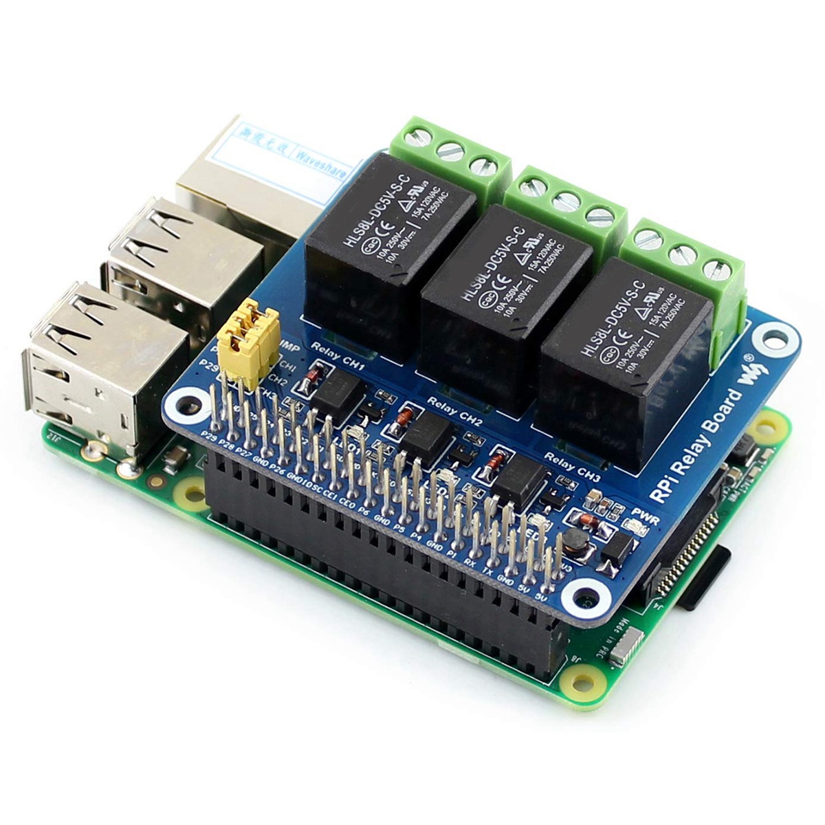 Raspberry Pi Kit - Waveshare Modulo Relè a 3 Canali